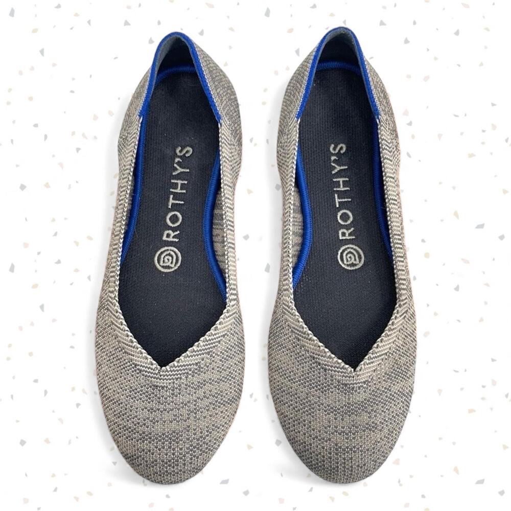 Grey Heathered Round Toe Slip On Shoes Neutral Rothy’s The Flat Taupe Heather 7